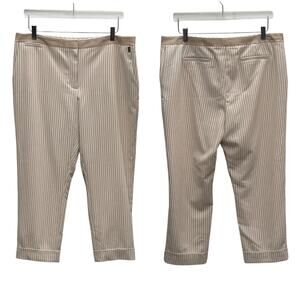 Tommy Hilfiger Tan And White Striped Cuffed Pants Size 14 NWOT